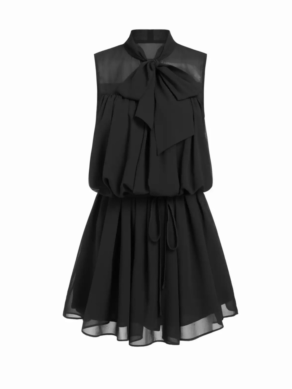 Cider Black Sleeveless Tie-Neck Mini Dress